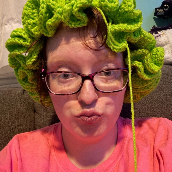 Orange Crochet Ruffle Hat - Picture 6 of 7